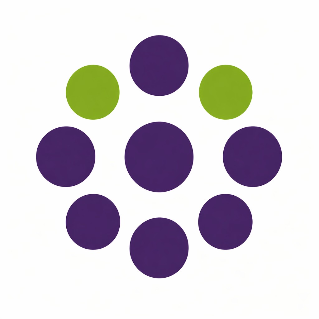 Resberrie — purple and green dot logomark